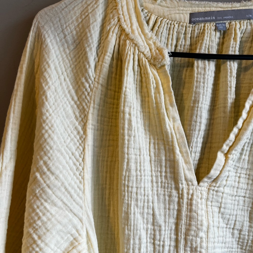 Ocean + Main Yellow Gauze Midi Dress with Pockets S/M - Picture 6 of 11